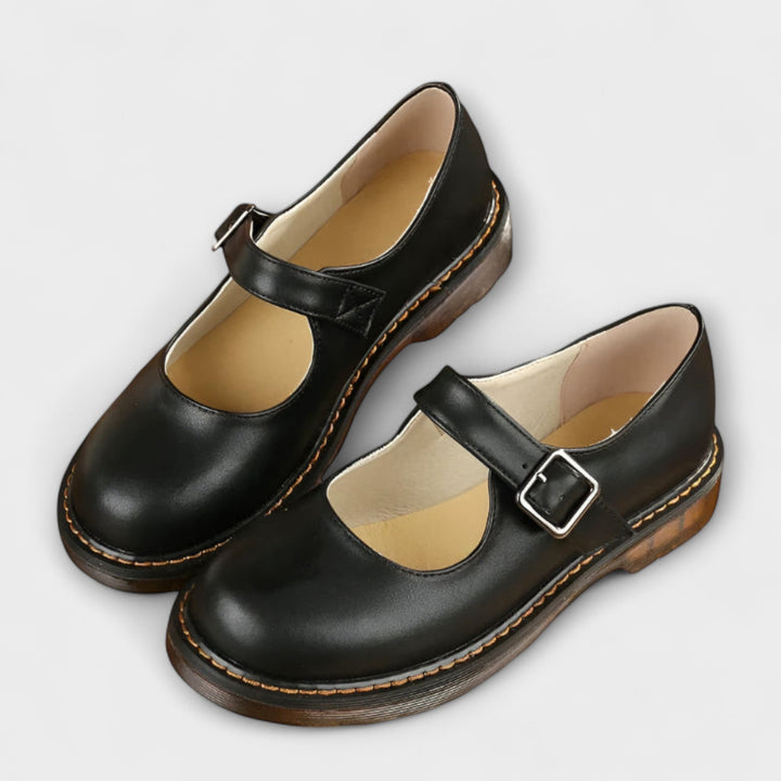 Women's Orthopedic Mary Jane Flats with Side Buckle Strap