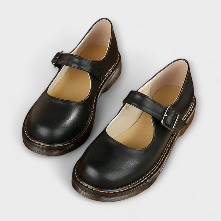 Women's Orthopedic Mary Jane Flats with Side Buckle Strap