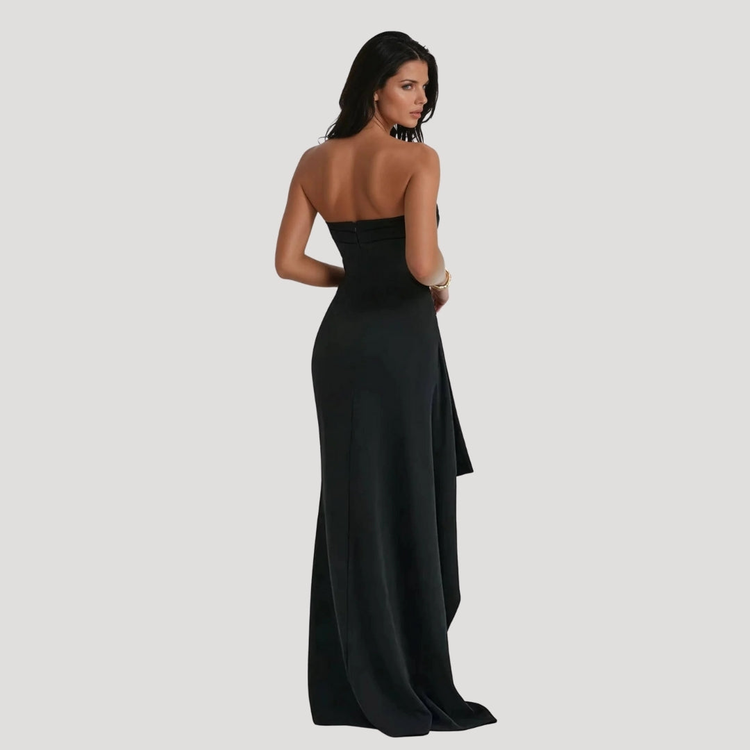 Clara | Maxi Wedding Guest Dress with Strapless Bodice and Side Slit