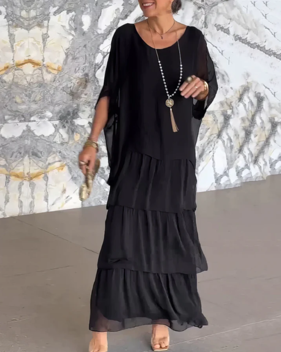 Cath | Maxi Dress with Tiered Hem and Floral Print
