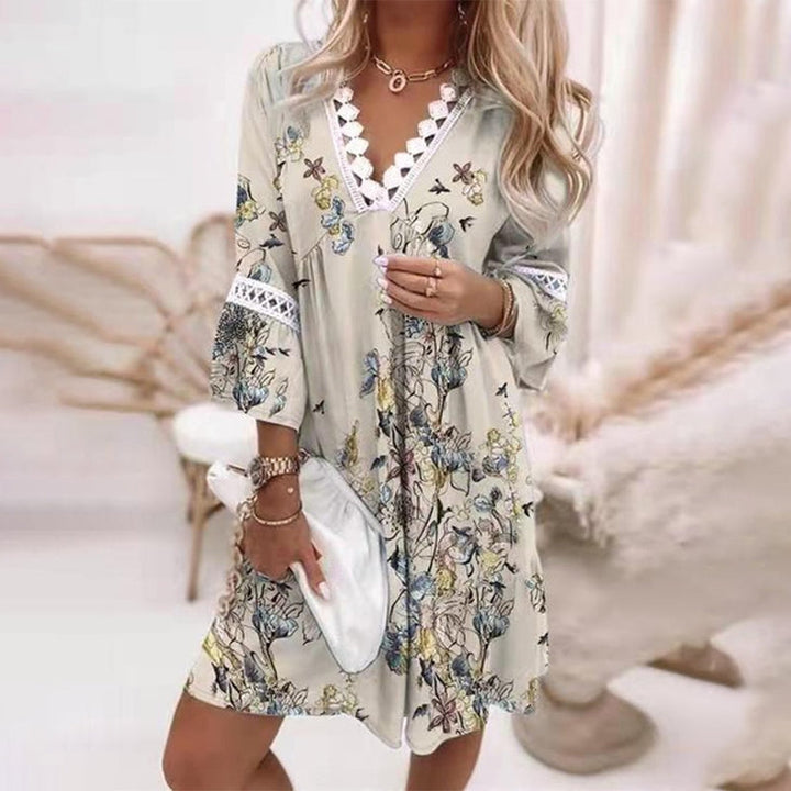 Charlotte | Mini Summer Dress with Boho Print and Lace Trim