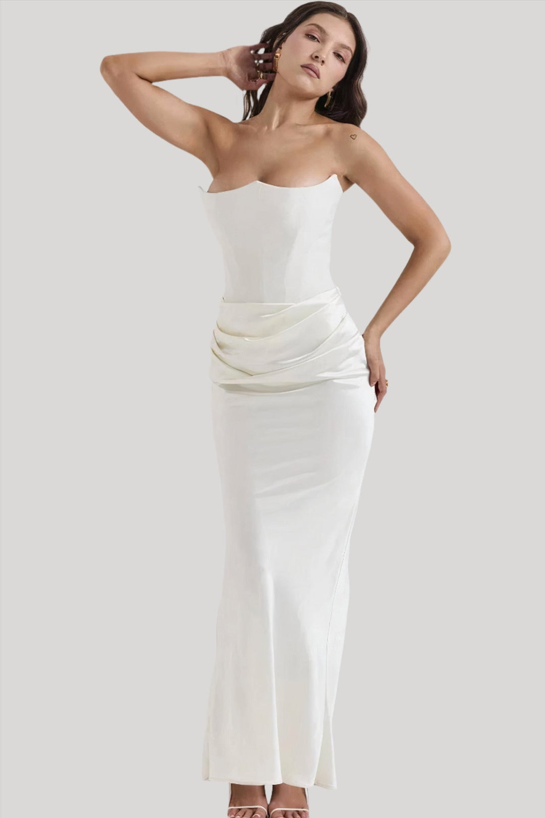 Vera | Maxi Wedding Guest Dress with Strapless Bodice and Draped Skirt