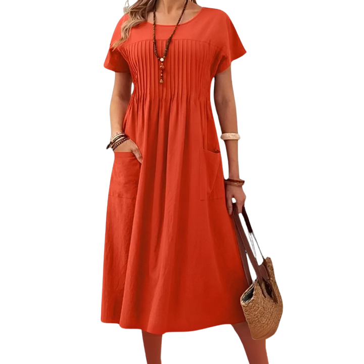 Alice | Midi Summer Dress with Round Neck and Pockets