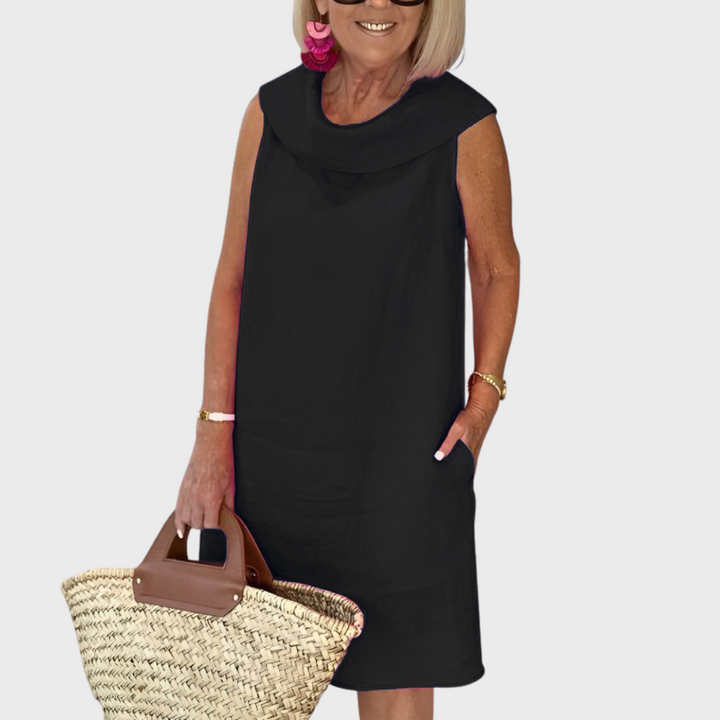 Patty | Mini Summer Dress with Cowl Neck and Front Pockets