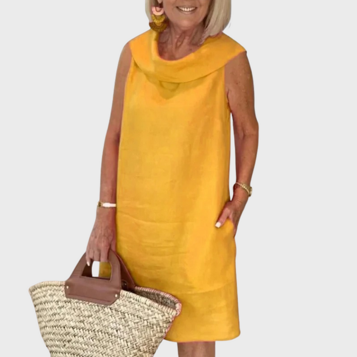 Patty | Mini Summer Dress with Cowl Neck and Front Pockets