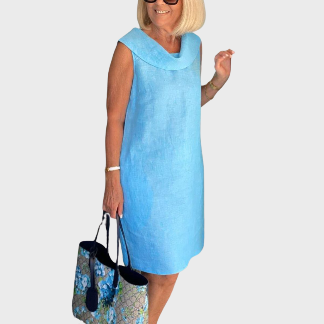 Patty | Mini Summer Dress with Cowl Neck and Front Pockets