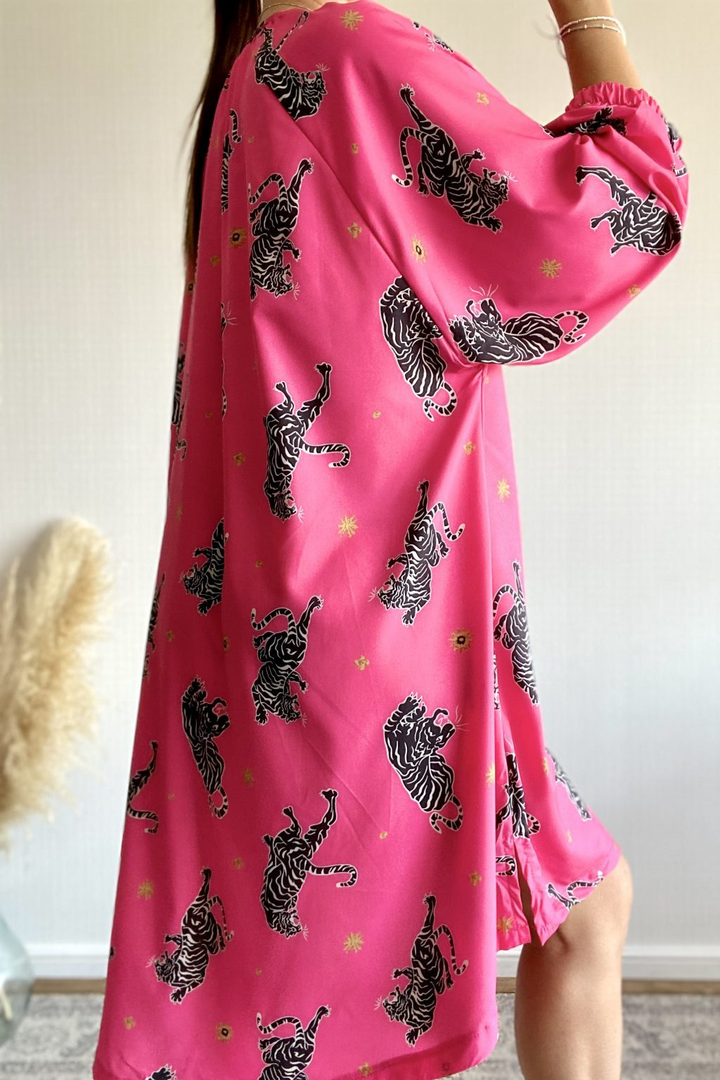 Selene | Midi Summer Dress with Boho Print and V-Neck