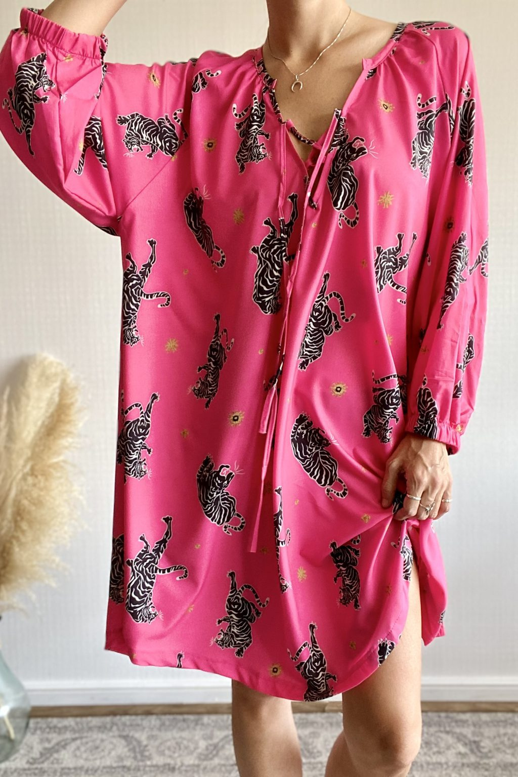 Selene | Midi Summer Dress with Boho Print and V-Neck