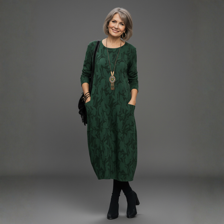 Iris | Midi Summer Dress with Long Sleeves and Pockets
