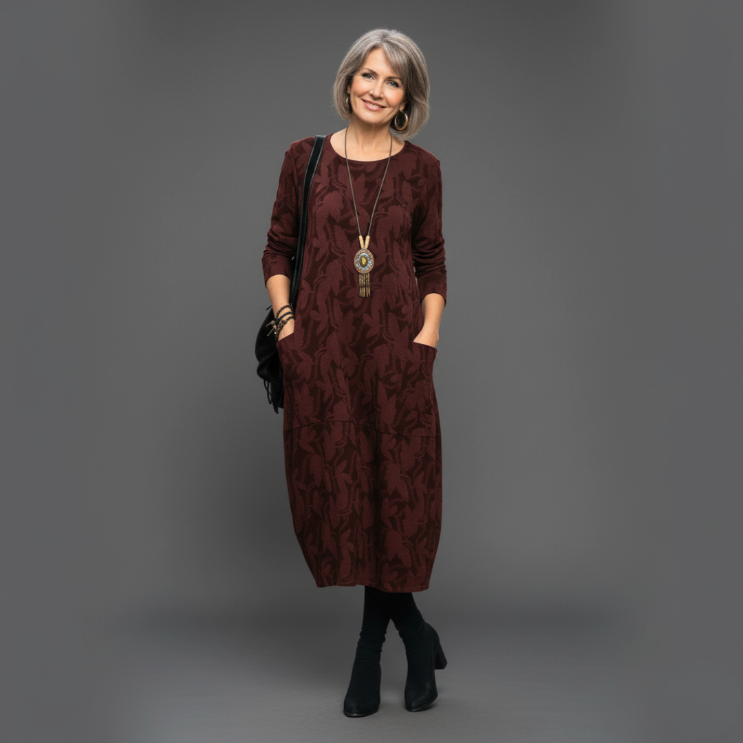 Iris | Midi Summer Dress with Long Sleeves and Pockets
