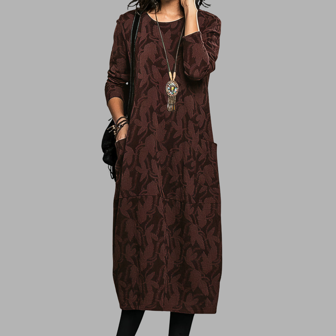 Iris | Midi Summer Dress with Long Sleeves and Pockets