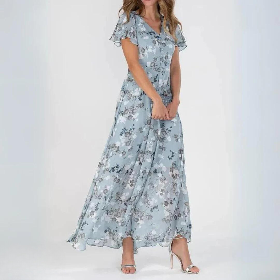 Jasmin | Maxi Summer Dress with Floral Print and V-Neck