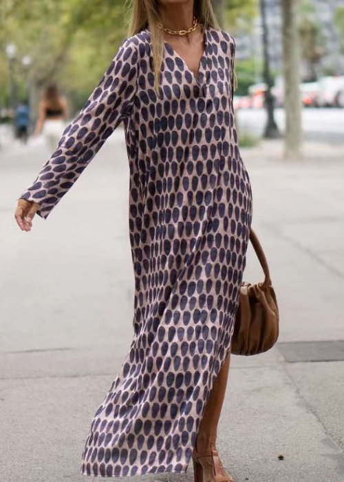 Jennifer | Maxi Summer Dress with Boho Print and Long Sleeves