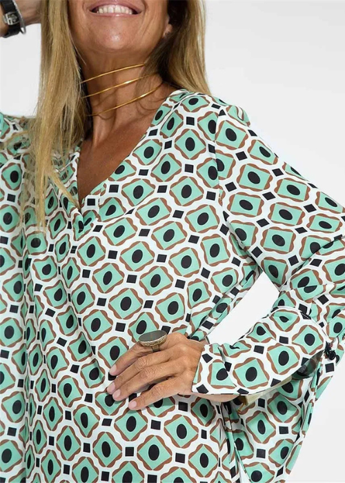 Jennifer | Maxi Summer Dress with Boho Print and Long Sleeves
