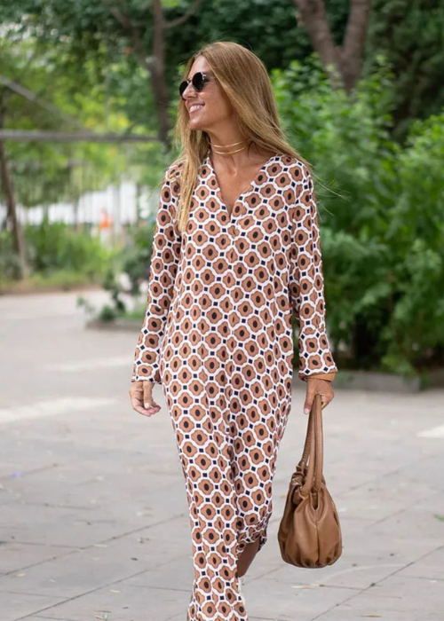 Jennifer | Maxi Summer Dress with Boho Print and Long Sleeves