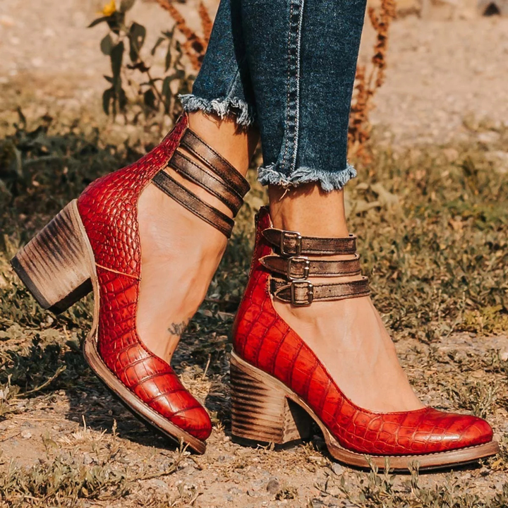 Vera | Orthopedic Block Heel Sandals with Strappy Detail