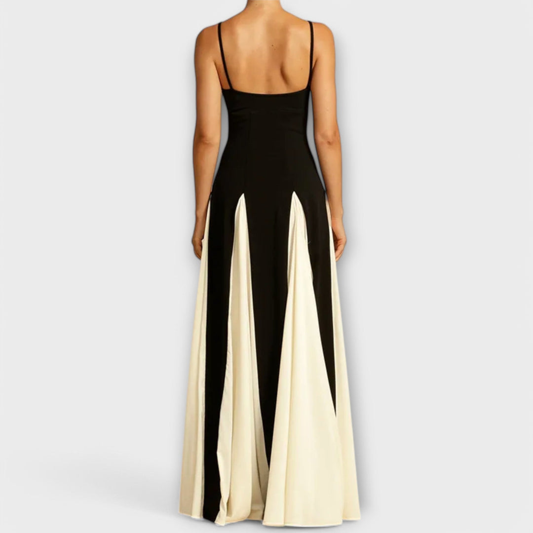 Eve | Maxi Wedding Guest Dress with Sweetheart Neck and Colorblock