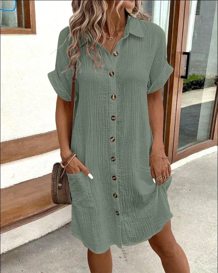 Brooklyn | Midi Shirt Dress with Front Pockets