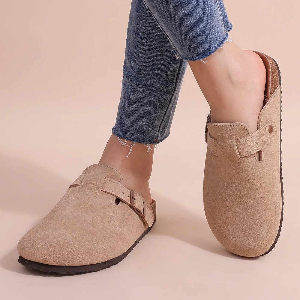 Women's Orthopedic Closed Toe Clogs with Buckle Strap Open Back