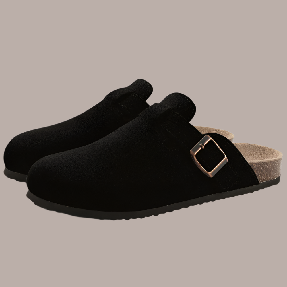 Women's Orthopedic Closed Toe Clogs with Buckle Strap Open Back