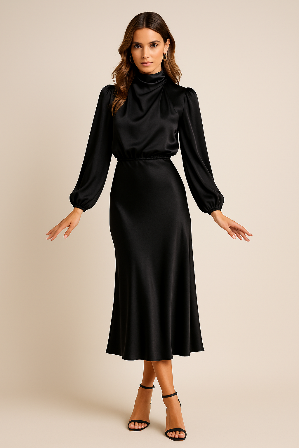 Catherine | Cocktail Midi Dress High Neck