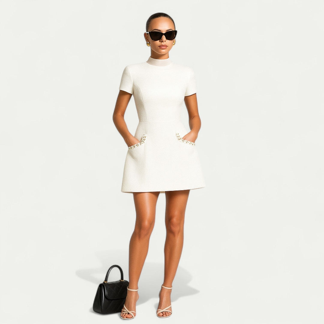 Beatrix | Cocktail Mini Dress Pearl Trim