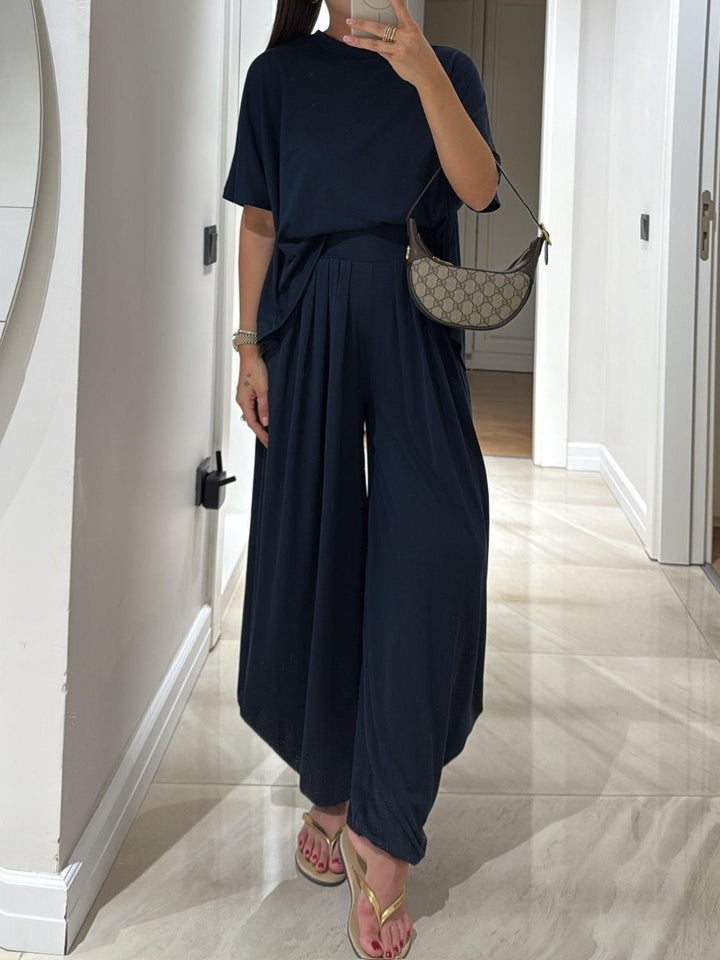 Cass | Loungewear Set with Wide Leg Trousers and Oversized Top