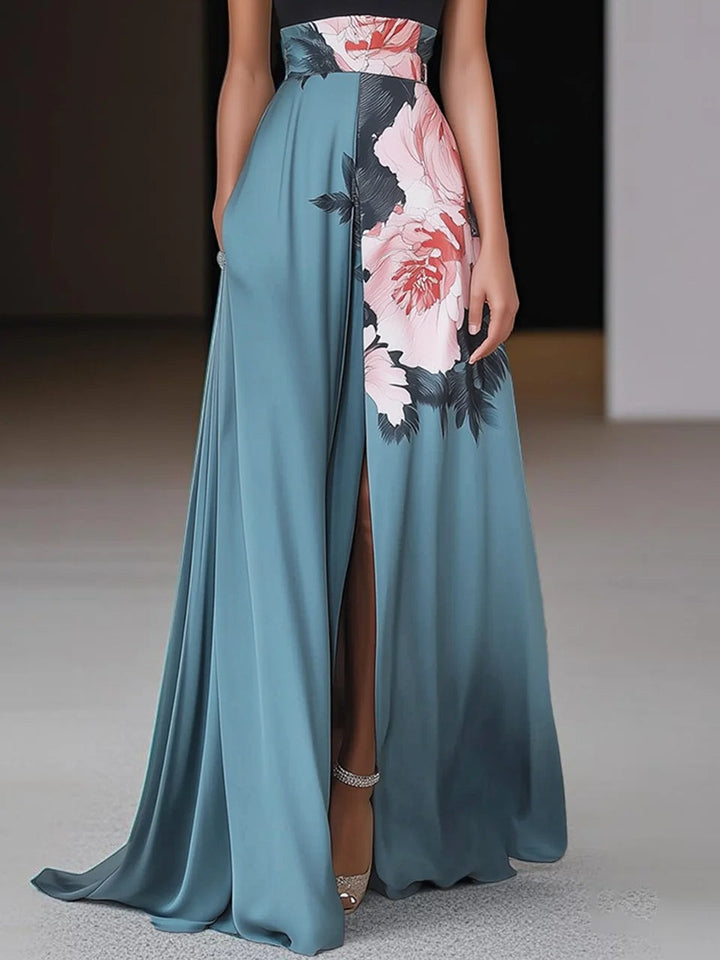Quinn | Maxi Halter Neck Dress with Floral Print