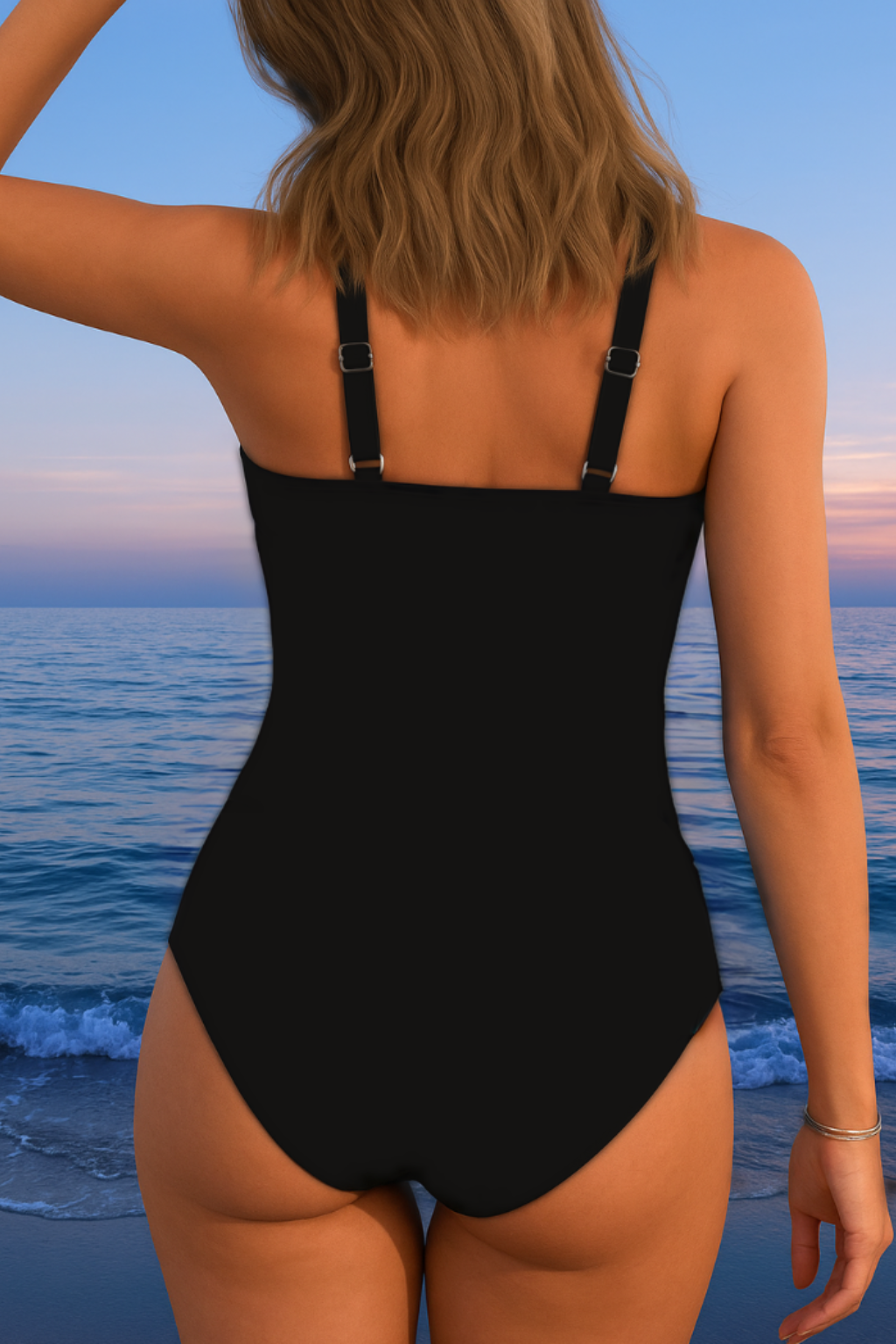 Women's Wrap Front One Piece Swimsuit with Ruched Waist