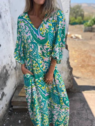 Evelyn | Maxi Summer Dress with Boho Print and V-Neck