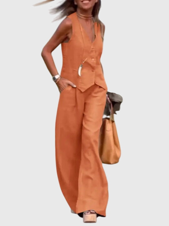 Nia | Two-Piece Set with Waistcoat and Wide-Leg Trousers