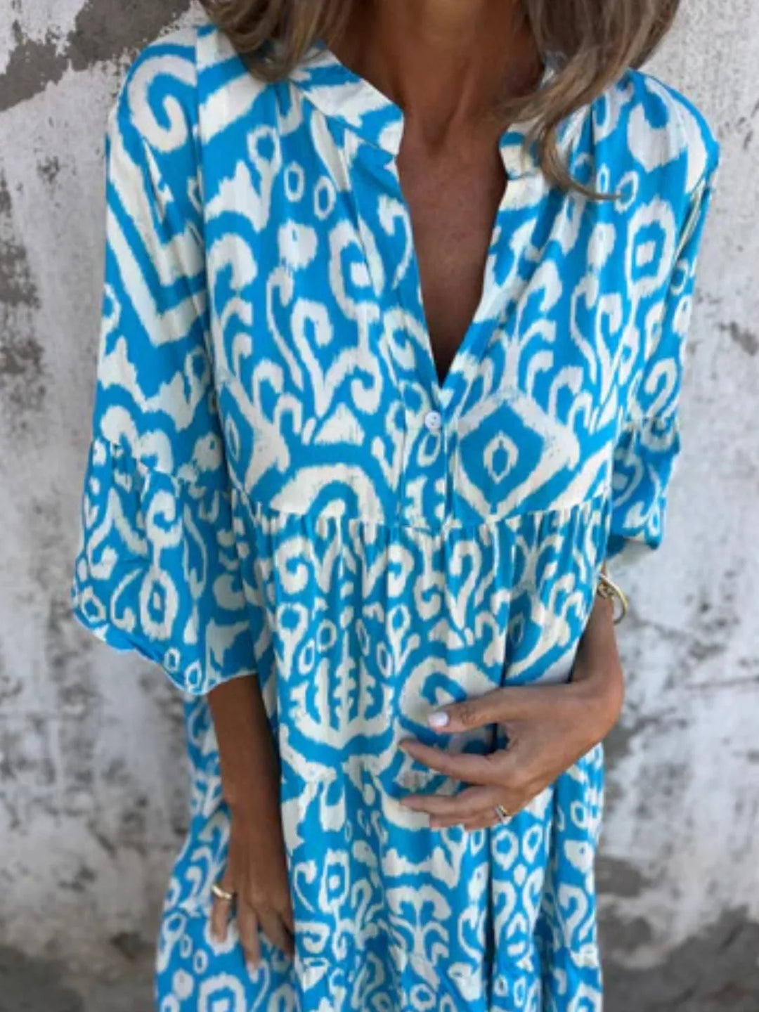 Bella | Mini Summer Dress with Boho Print and V-Neck