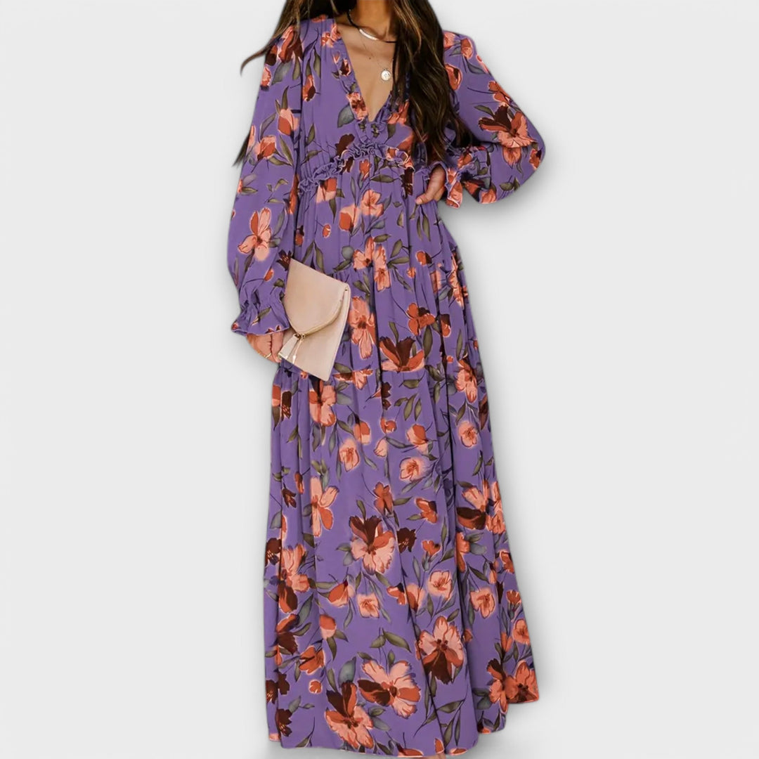 Eve | Maxi Dress with Floral Print and Long Sleeves