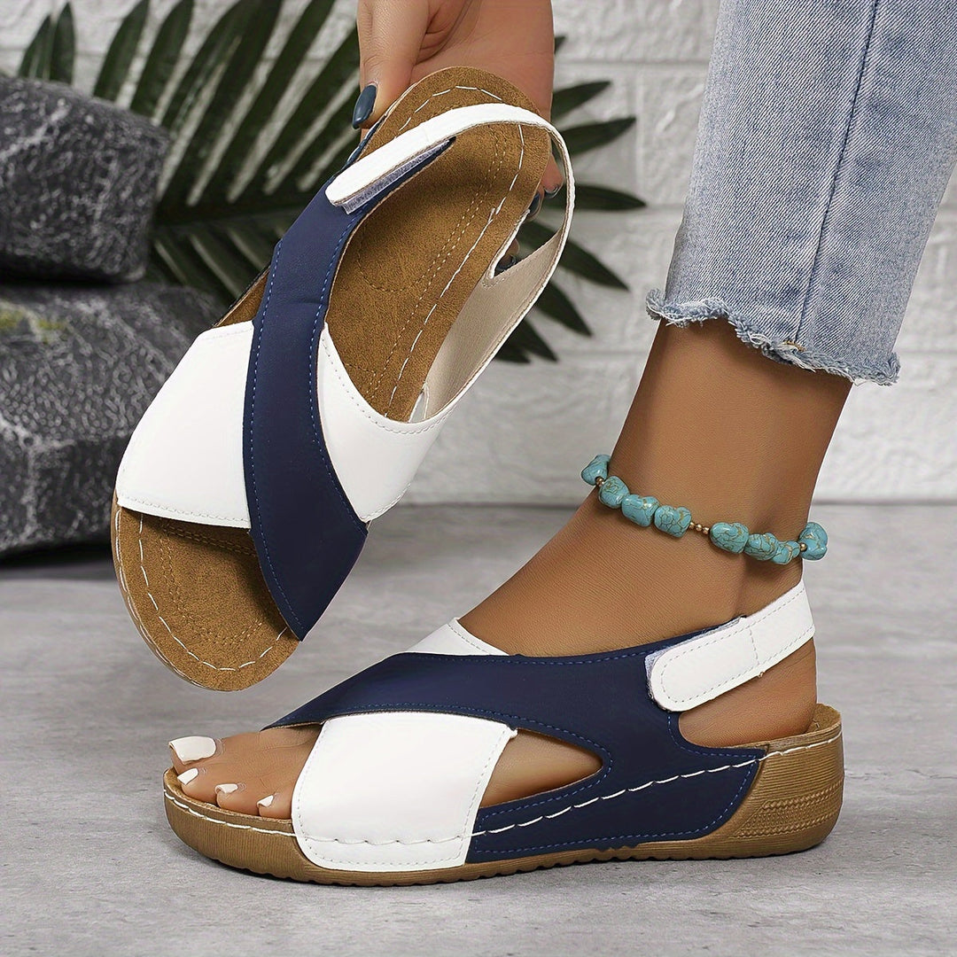 Women's Orthopedic Cross Strap Wedge Sandals with Slingback