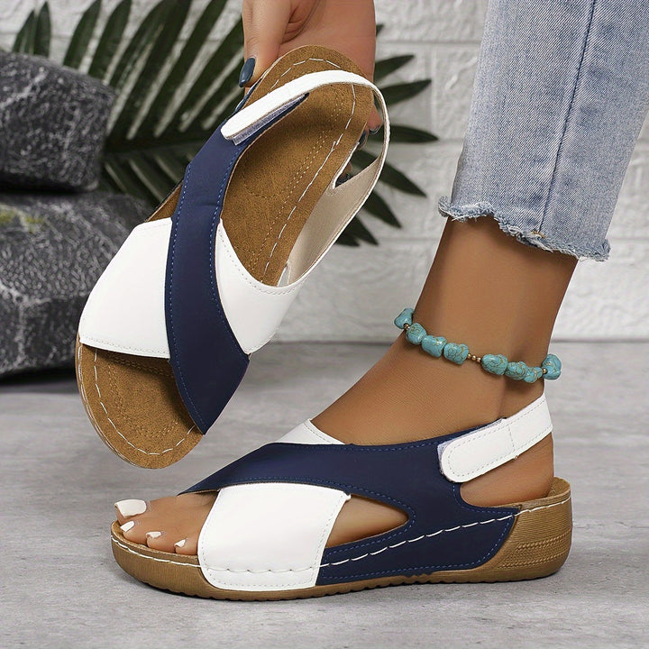 Women's Orthopedic Cross Strap Wedge Sandals with Slingback