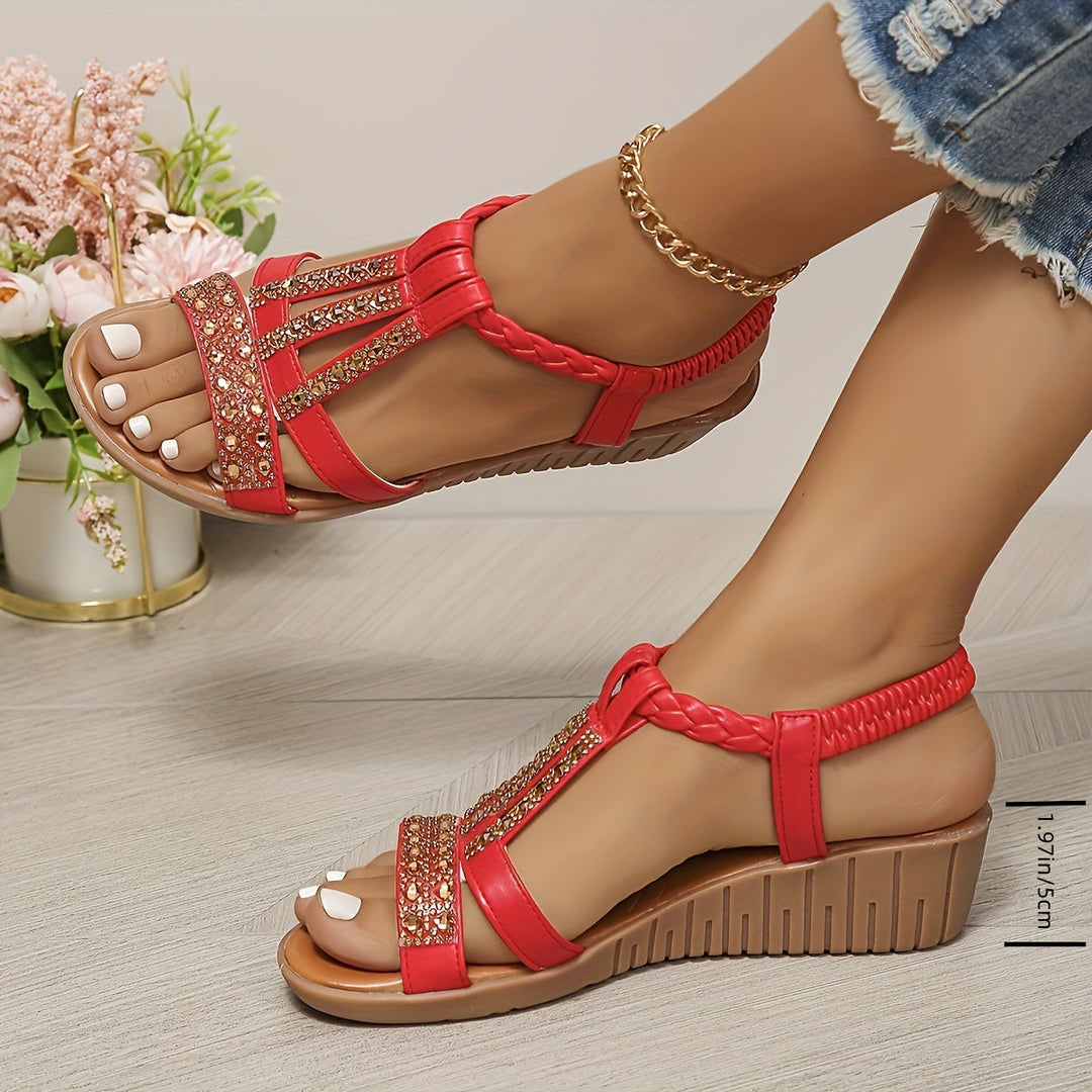 Women's Orthopedic Low Wedge Sandals with Ankle Strap