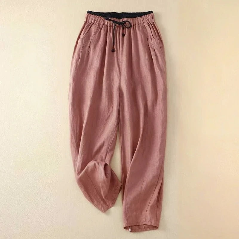Cora | Tapered Trousers with Elastic Waist and Tie Detail