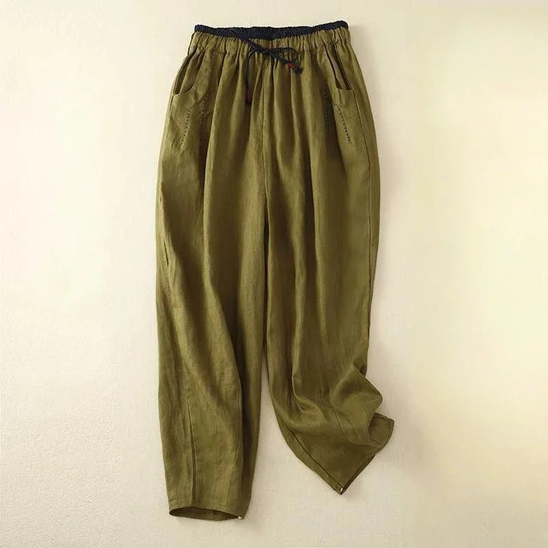 Cora | Tapered Trousers with Elastic Waist and Tie Detail