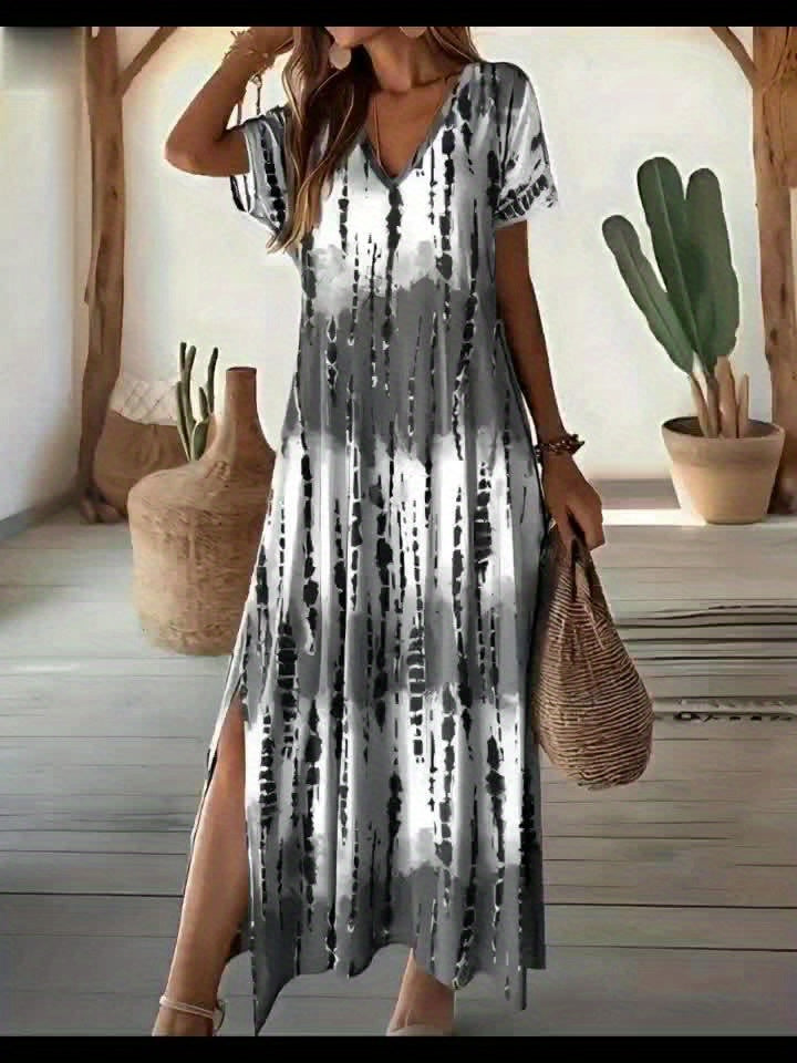 Sofia | Midi Summer Dress with V-Neck and Boho Print