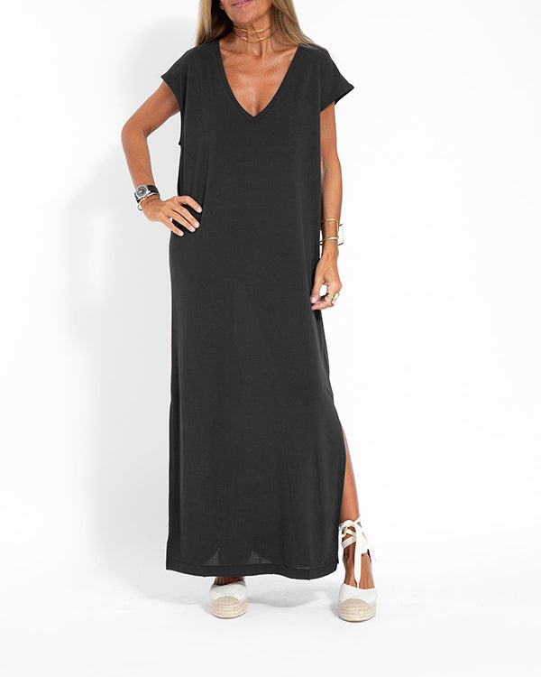 Lucy | Maxi Summer Dress with V-Neck and Side Slits
