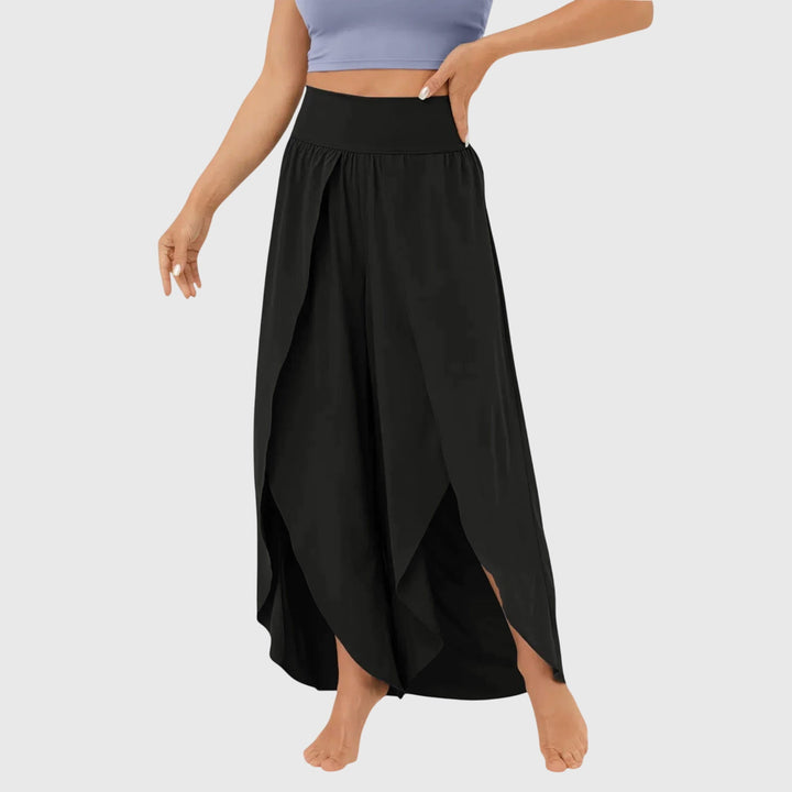 Sasha | Wide Leg Palazzo Trousers with Side Split and Elastic Waist
