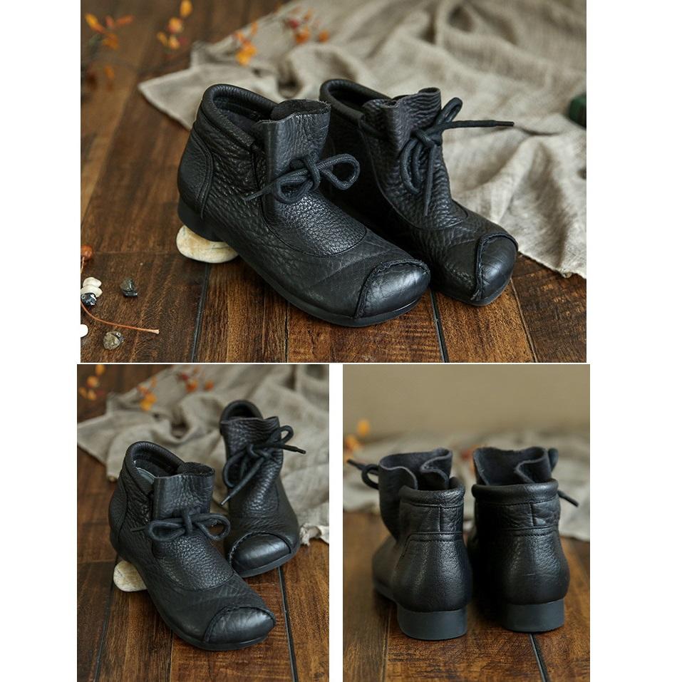 Women's Orthopedic Retro Lace-Up Ankle Boots with Flat Sole