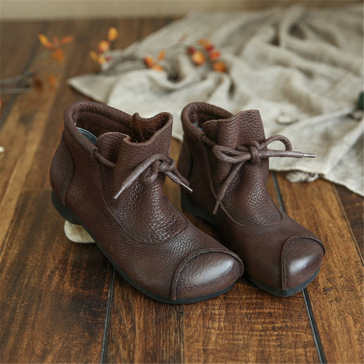 Women's Orthopedic Retro Lace-Up Ankle Boots with Flat Sole
