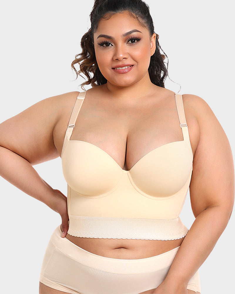Women's Longline Push Up Bra with Underwire Support