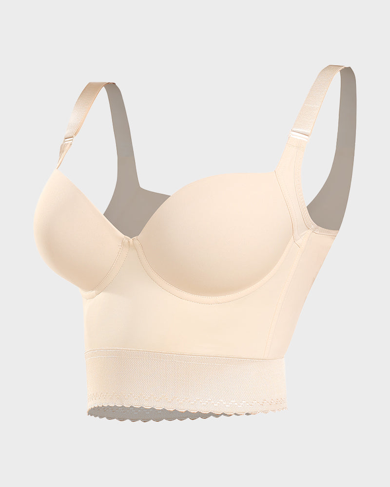 Women's Longline Push Up Bra with Underwire Support