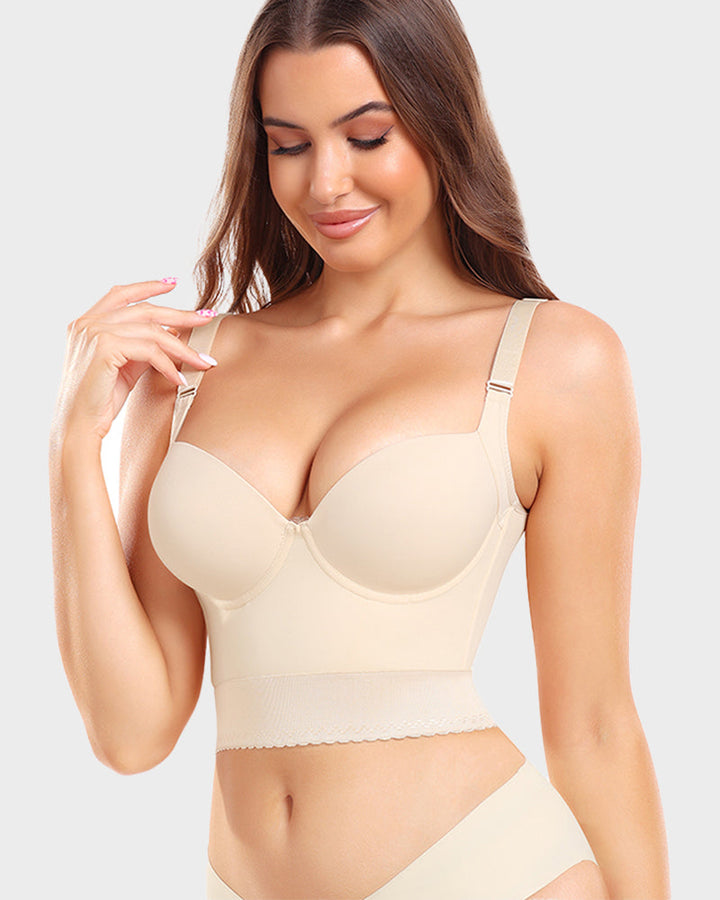 Women's Longline Push Up Bra with Underwire Support