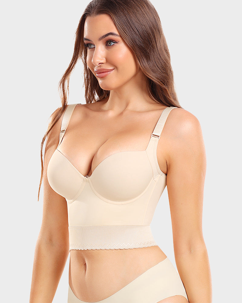 Women's Longline Push Up Bra with Underwire Support