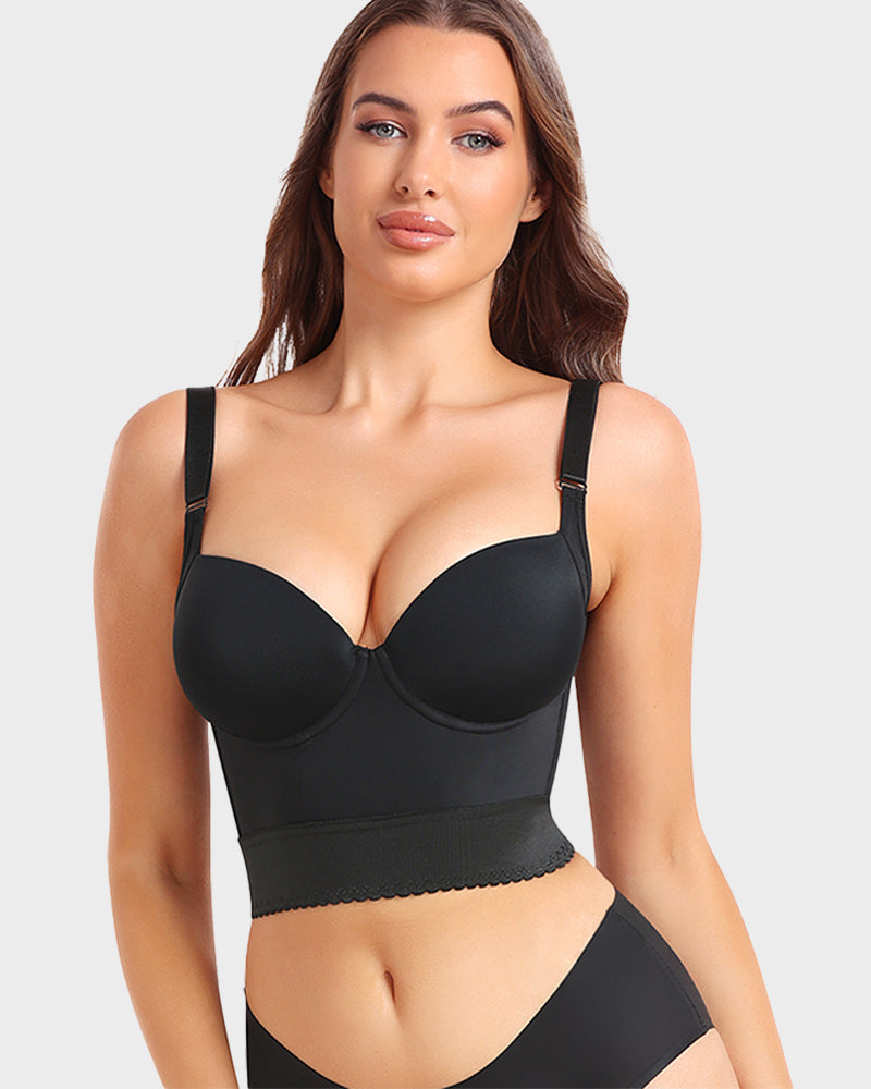 Women's Longline Push Up Bra with Underwire Support