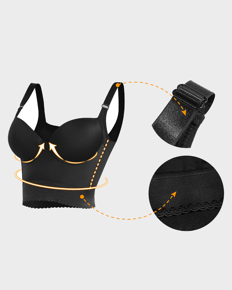 Women's Longline Push Up Bra with Underwire Support