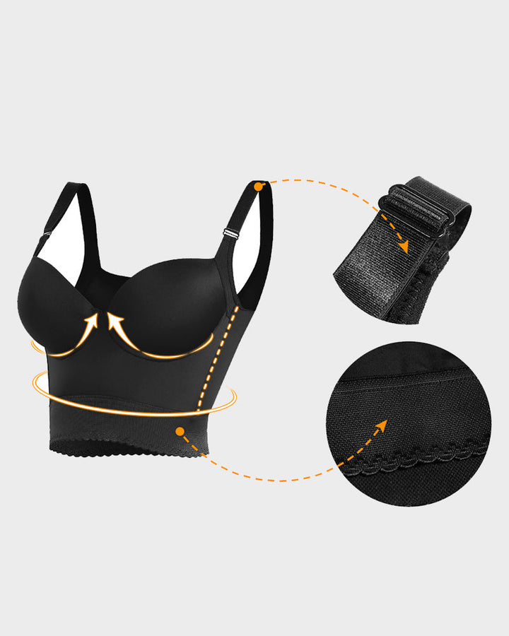 Women's Longline Push Up Bra with Underwire Support